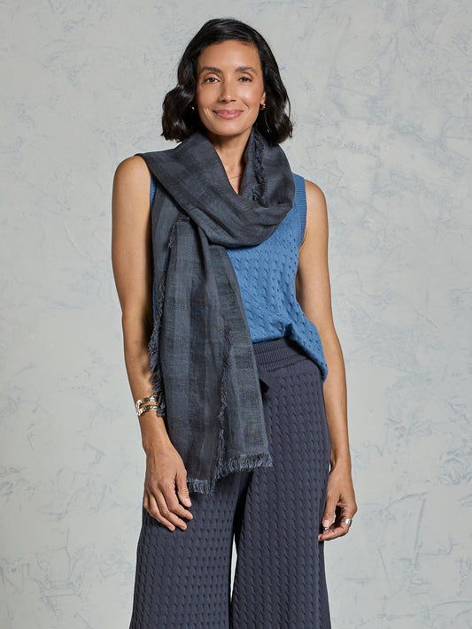 Kiama French Linen Scarf Charcoal