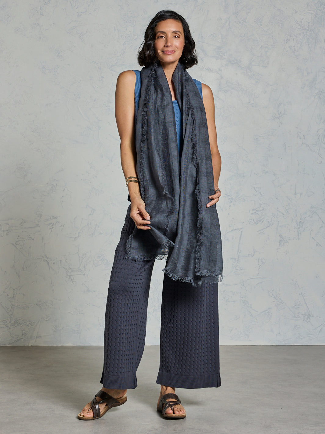 Kiama French Linen Scarf Charcoal