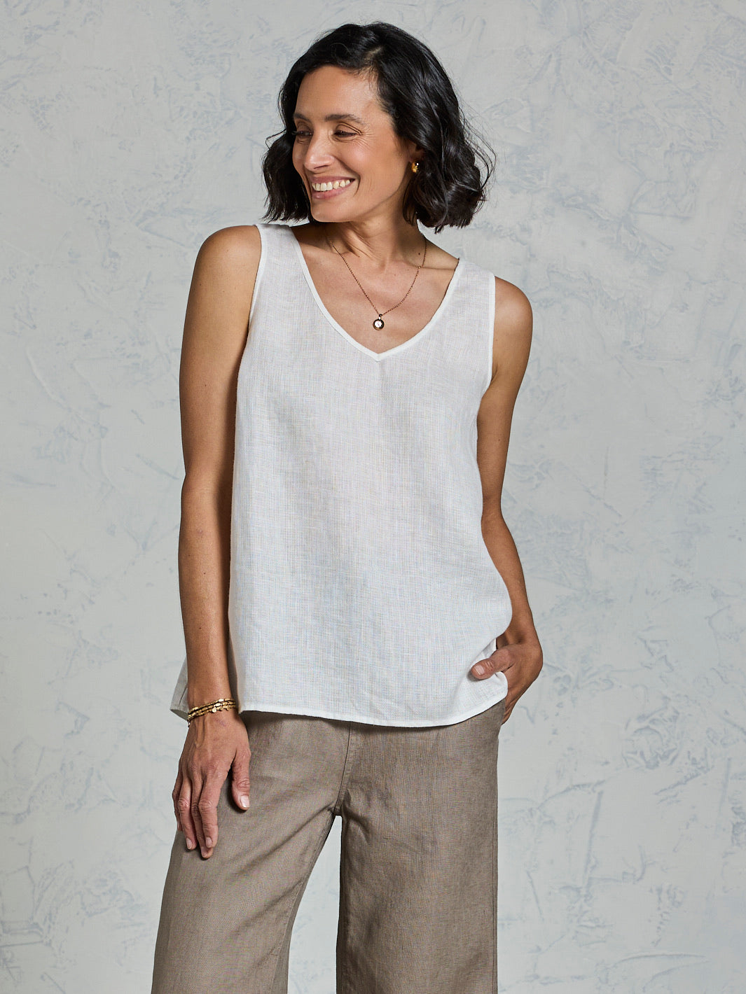Tilba French Linen Top Coconut
