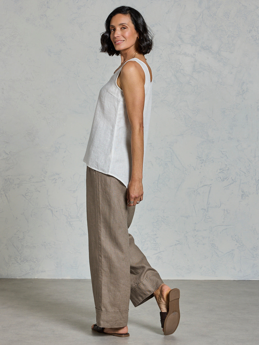 Tilba French Linen Top Coconut