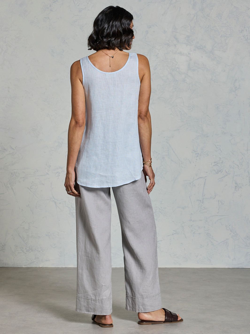 Tilba French Linen Top Serene Blue