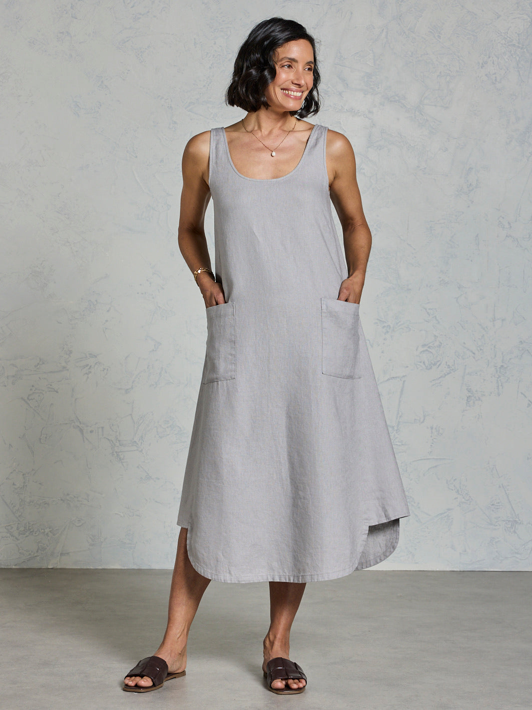 Laurel French Linen Dress Fog