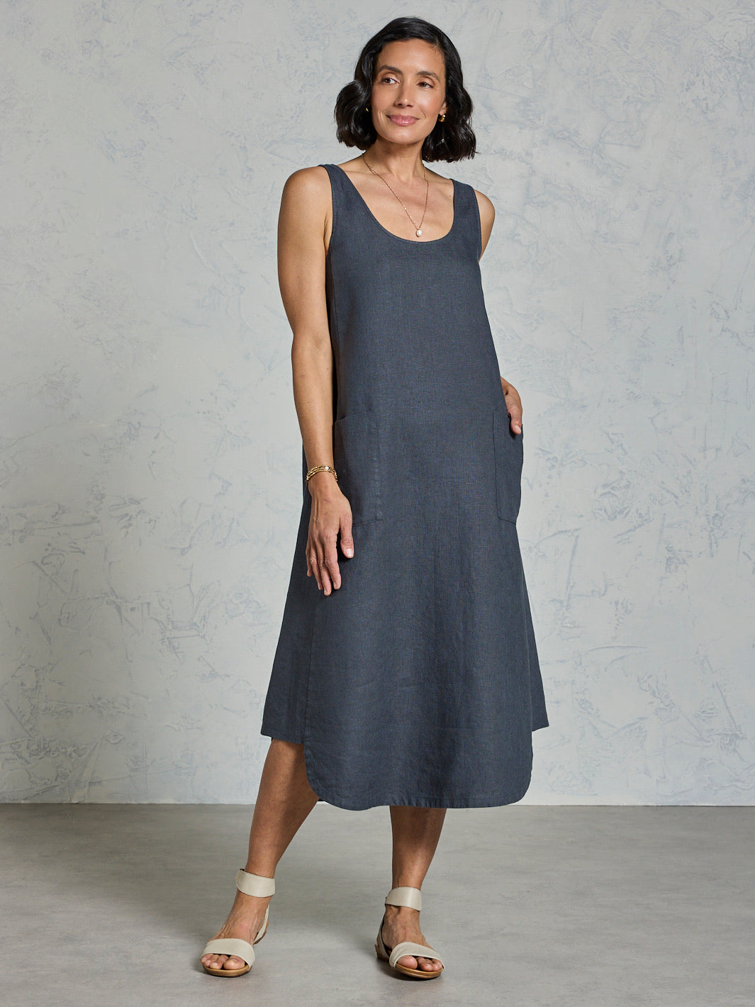 Laurel French Linen Dress Charcoal