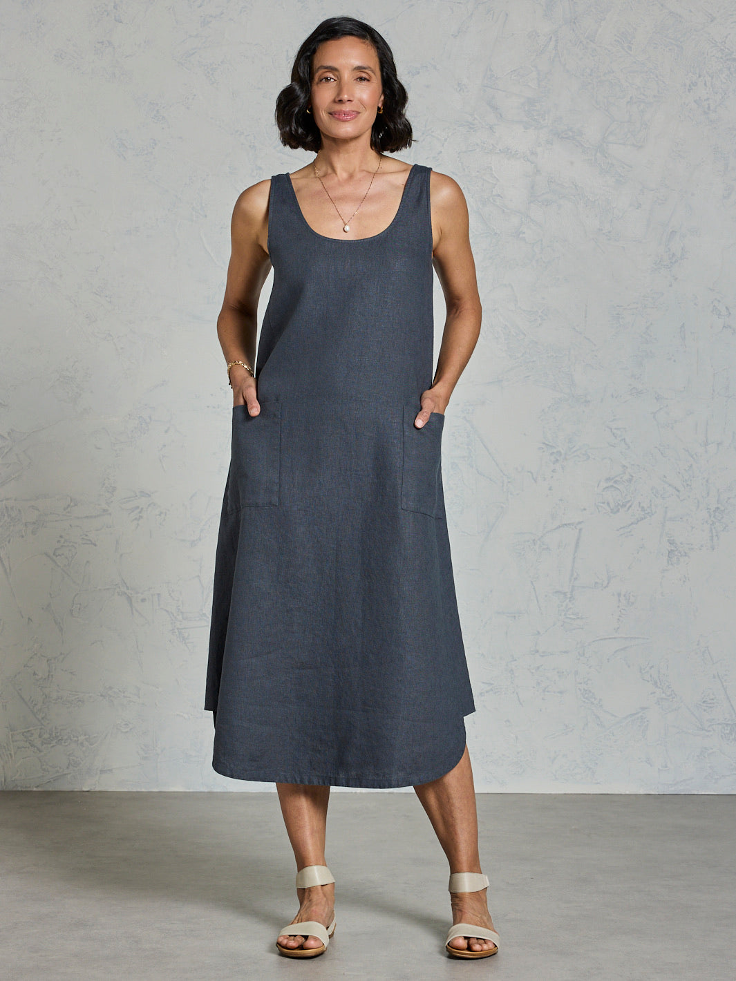 Laurel French Linen Dress Charcoal