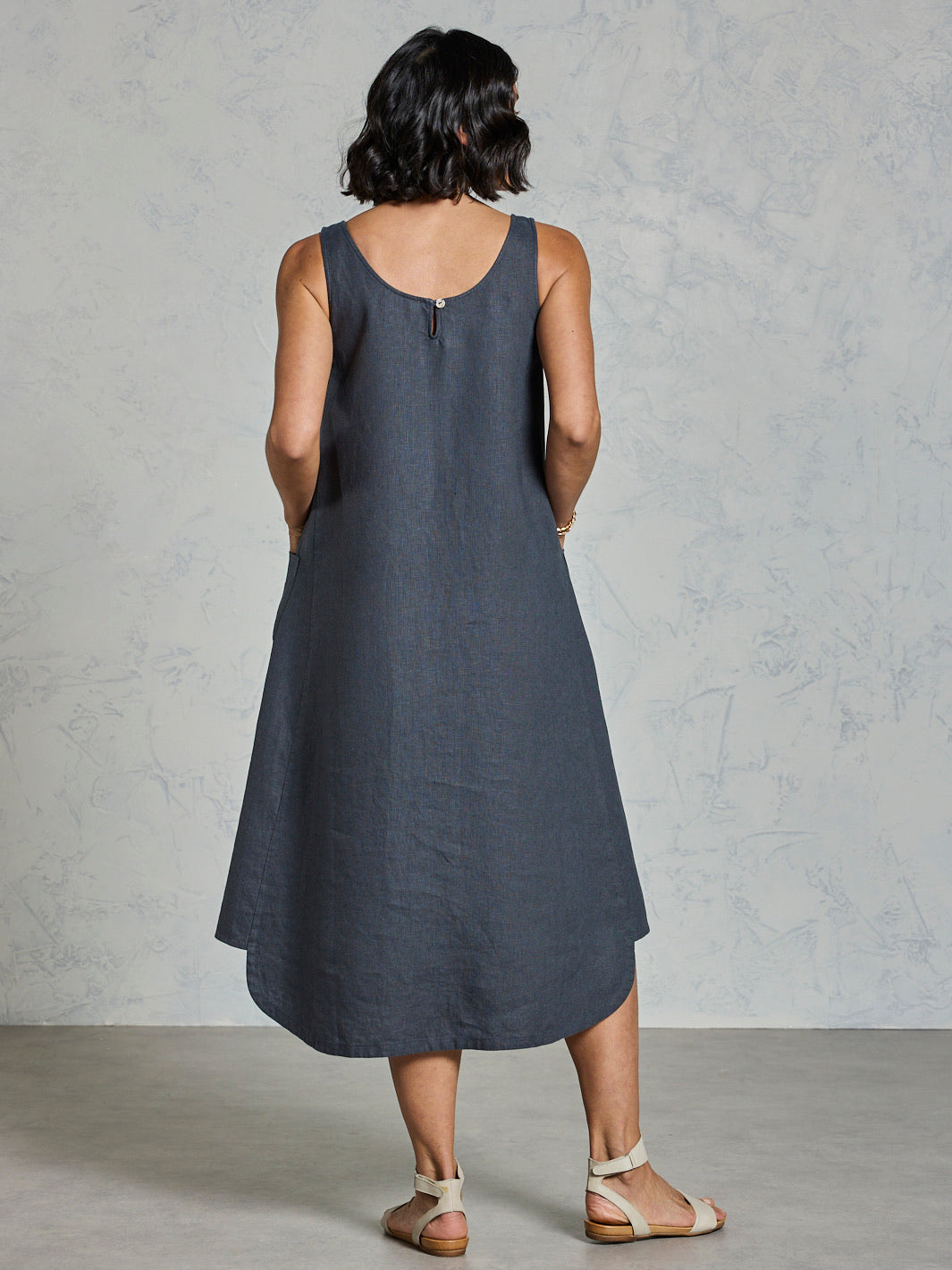 Laurel French Linen Dress Charcoal