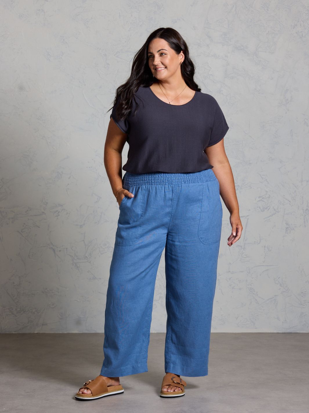 Nautical Linen Pants Aegean Blue