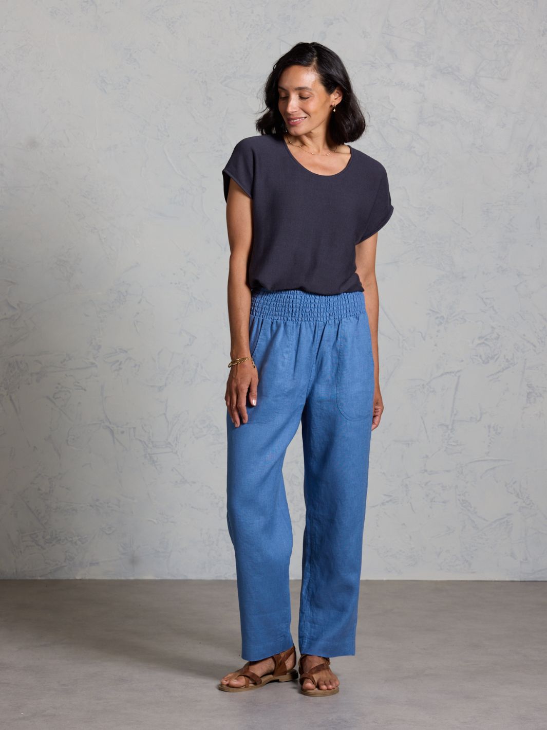 Nautical Linen Pants Aegean Blue