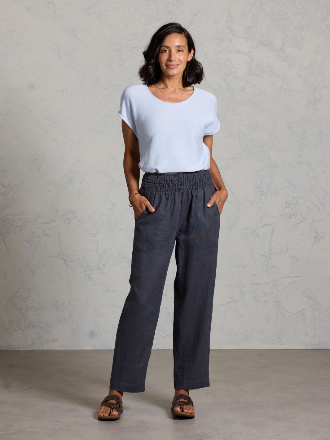 Nautical Linen Pants Charcoal