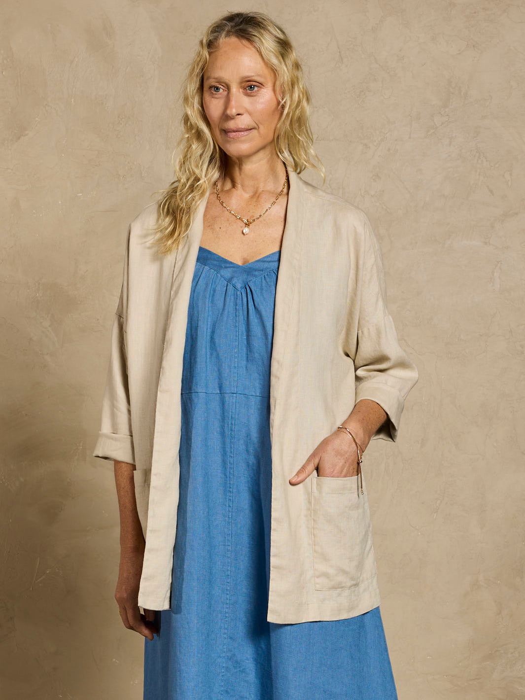 Ios Linen Jacket Stone