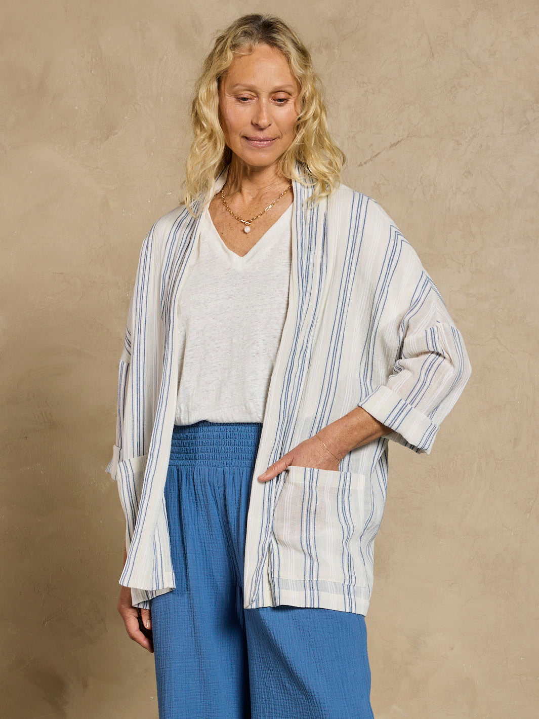 Ios Cotton Jacket Azure Stripe