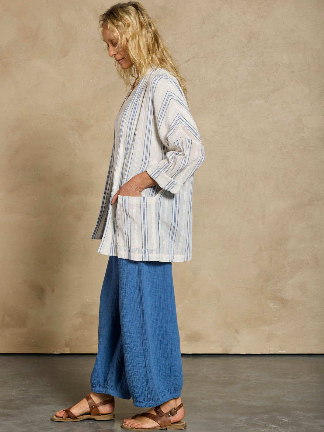 Ios Cotton Jacket Azure Stripe