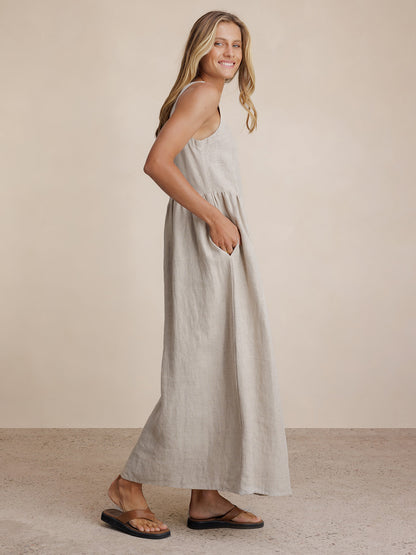 Saffron Linen Maxi Dress Flax