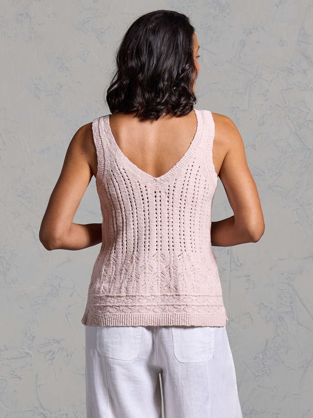 Sandlily Cotton Linen Knit Top Rosewater