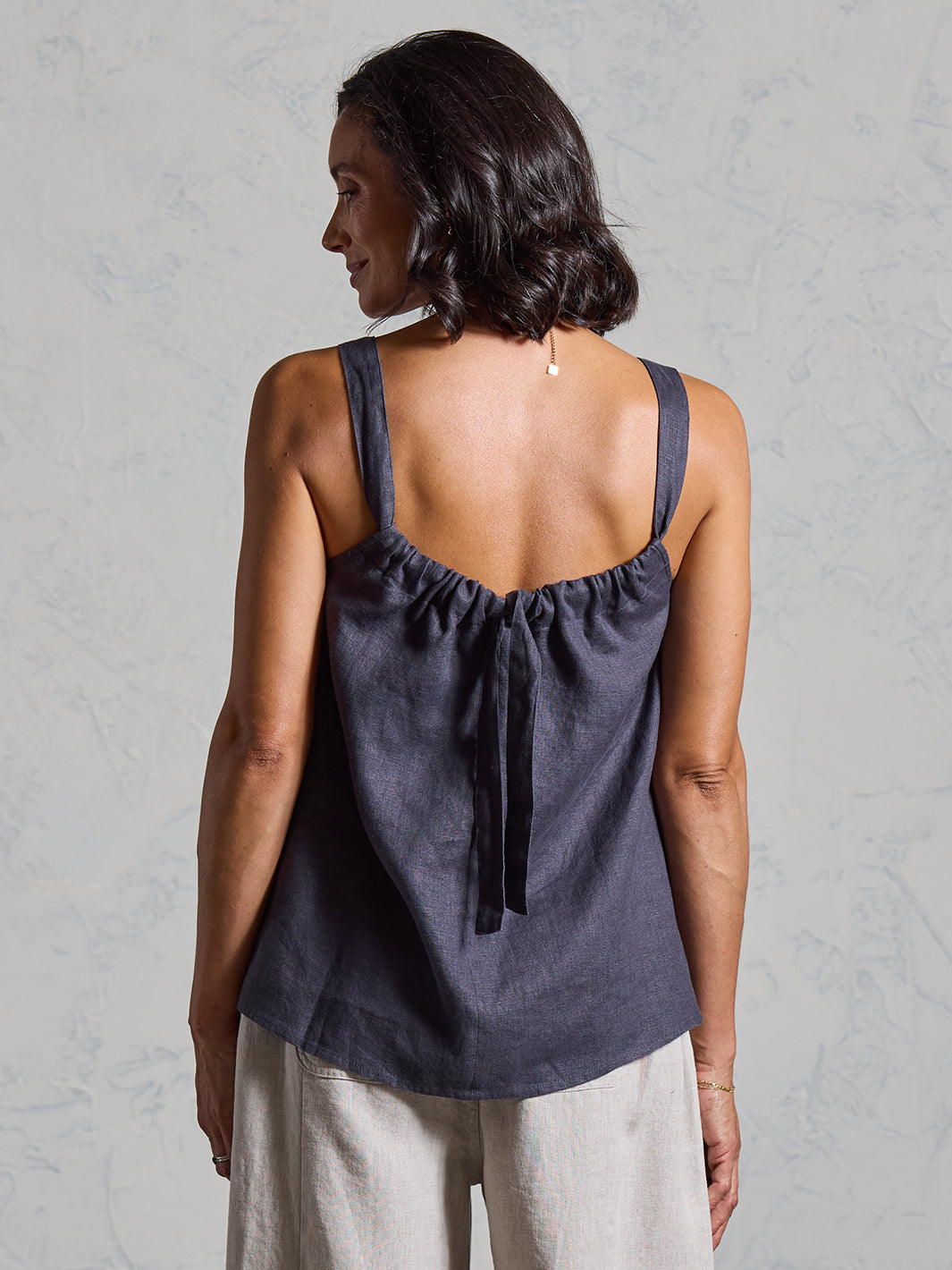 Soella French Linen Top Charcoal
