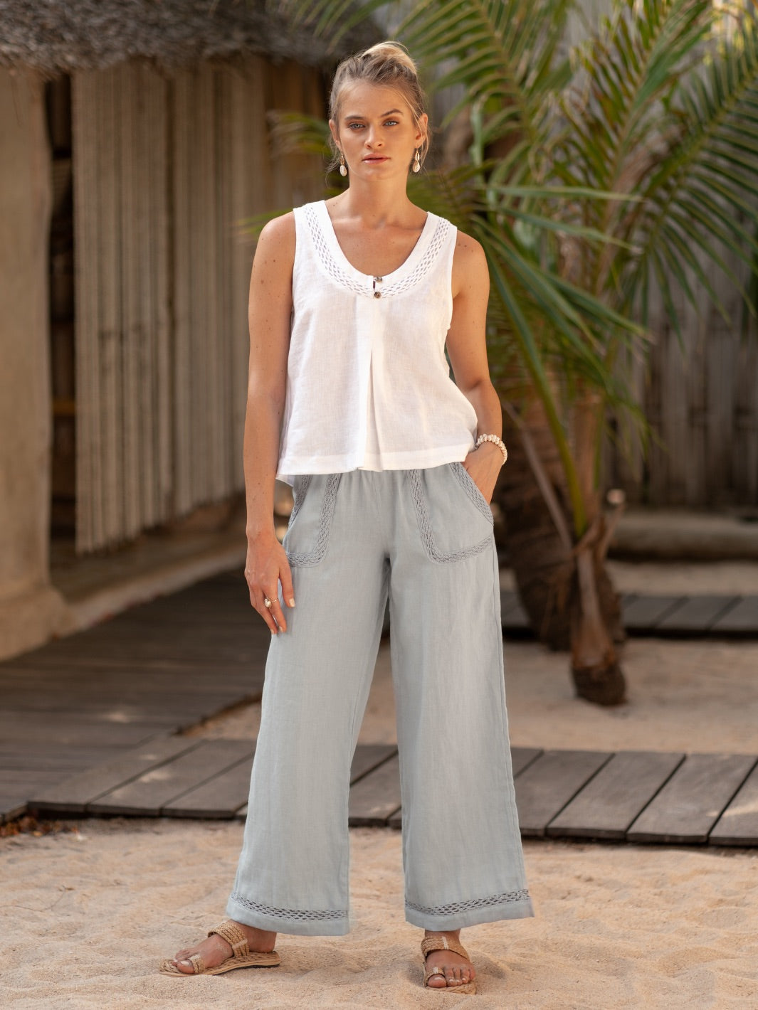 Suvi Linen Top White