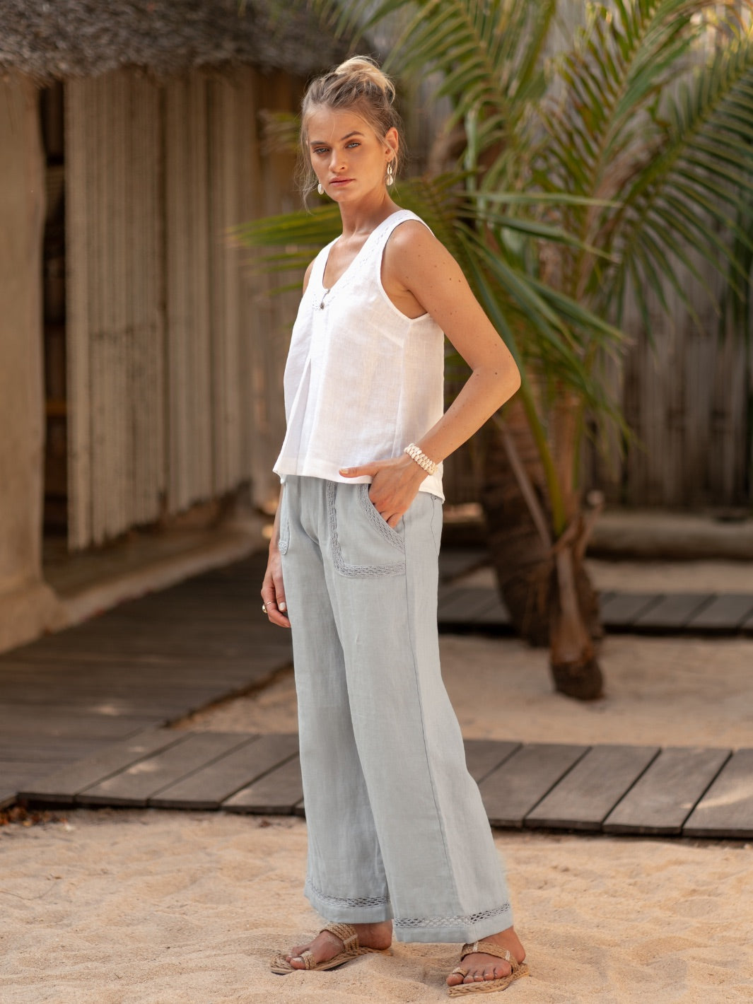 Suvi Linen Top White