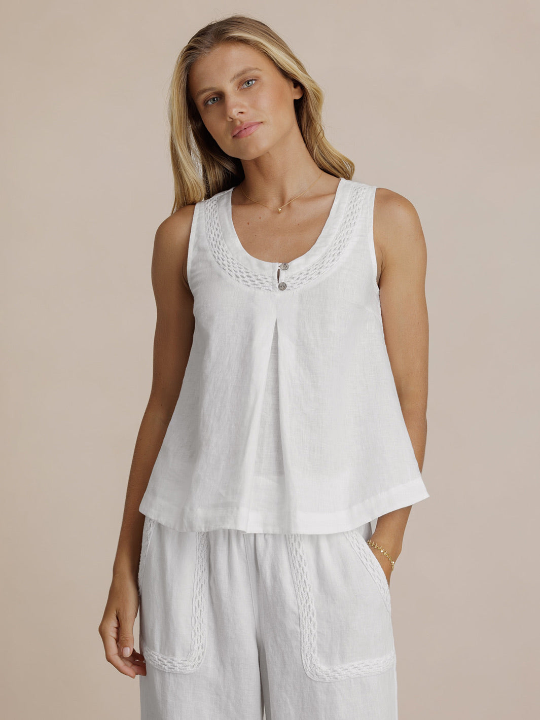 Suvi Linen Top White