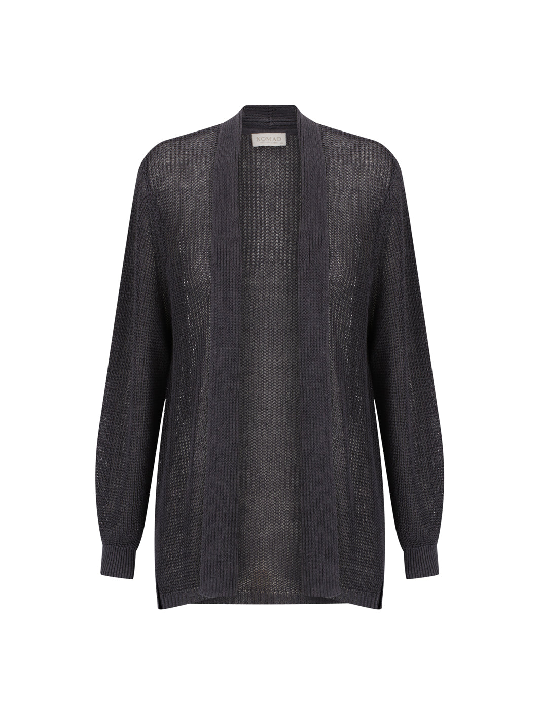 Tathra Organic French Linen Knit Cardigan Charcoal