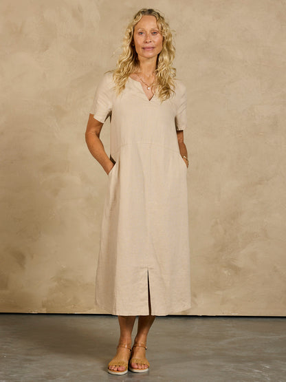 Tulum Linen Midi Dress Oat