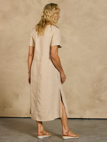 Tulum Linen Midi Dress Oat