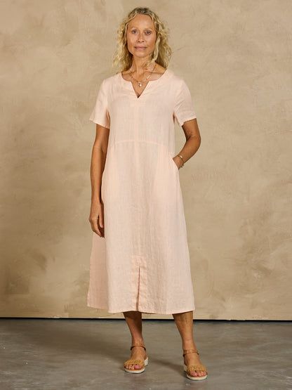 Tulum Linen Midi Dress Seashell Pink