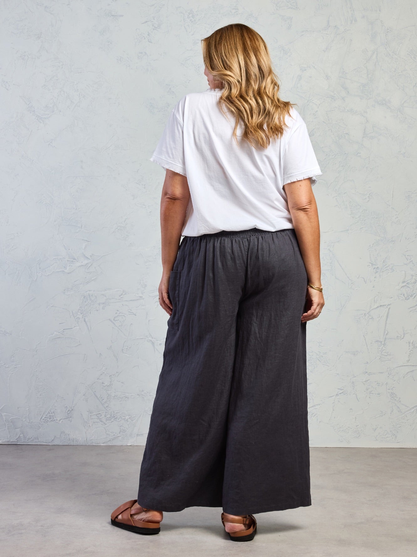Milos Linen Pants Charcoal