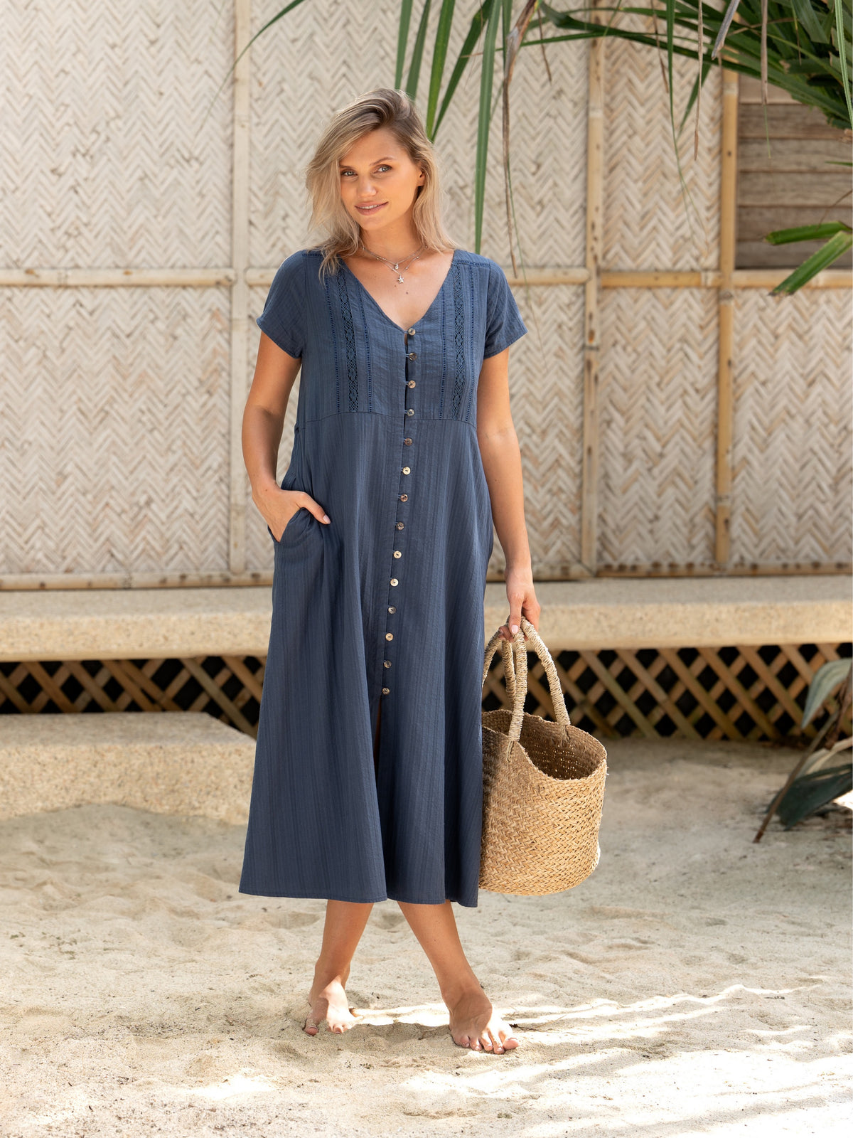 Bettina Organic Cotton Dress Navy
