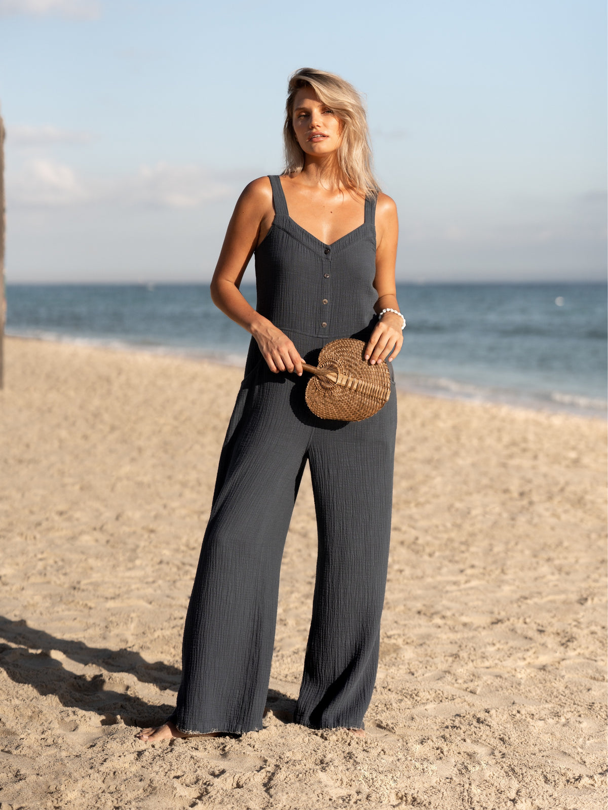 Fiesta Organic Cotton Jumpsuit Charcoal