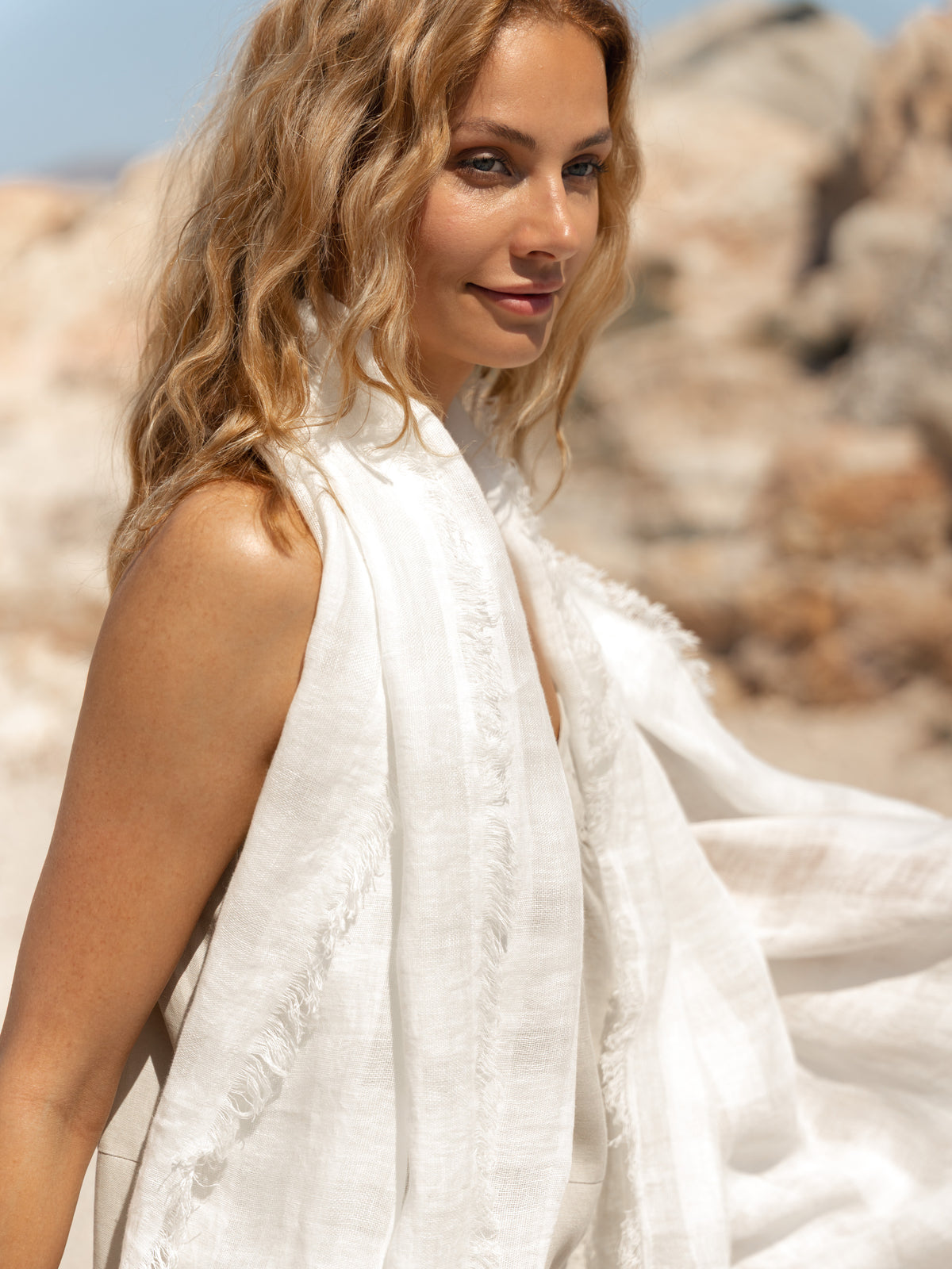 Sofi French Linen Scarf Coconut